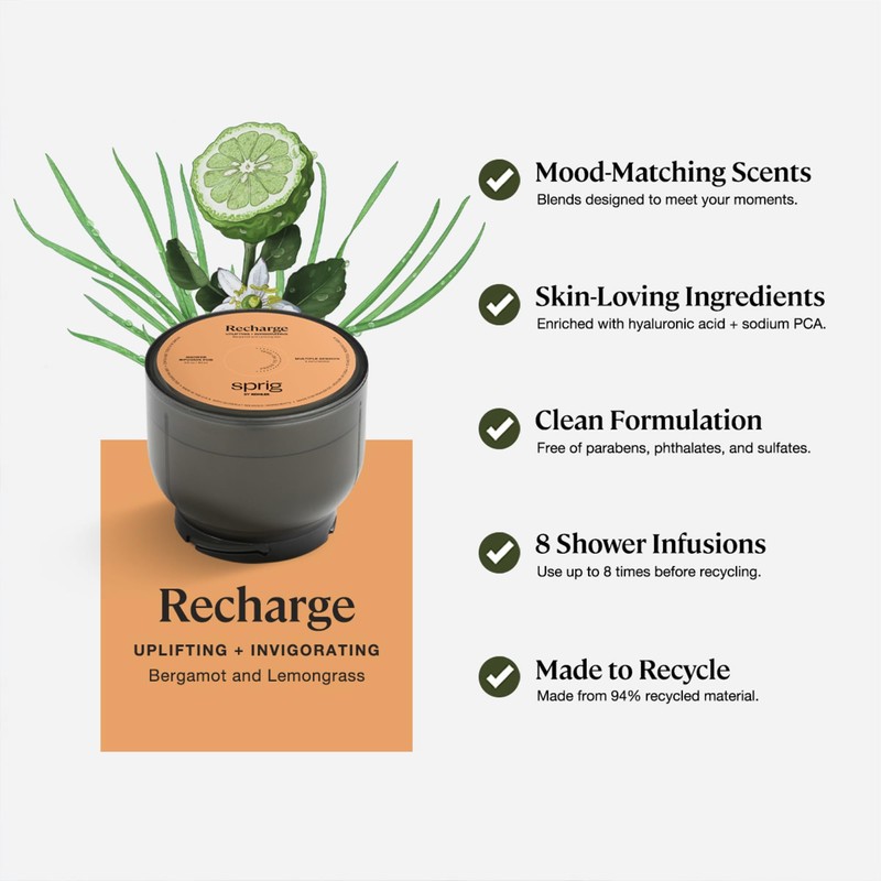 Sprig by Kohler Bergamot and Lemongrass Multi-Use Shower Infusion Pod,