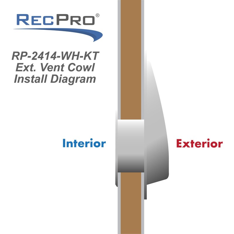 RecPro Trailer Exterior Vent Cowl | Driver's Side Front |