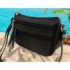 HANDCRAFTED GENUINE LEATHER Black Soft Cowhide Leather Small Handbag Crossbody Shoulder Bag  Purse for Women