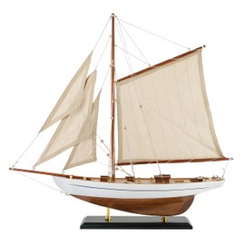 SAILINGSTORY Wooden Sailboat Decor Sailboat Model Boat Decor Ship Model Yacht Ivory Antique Finish