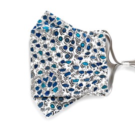 Liberty London Face Mask - Origami/3D Structured - Mia Island Blue - Soft Cotton - Handcrafted, Washable Cloth, Liberty London Fabric, Nose Strip, Filter Pocket - Love the Mask