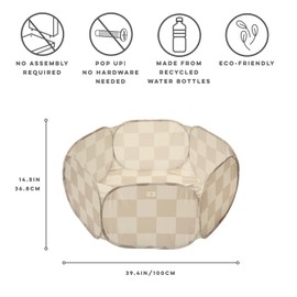 3 Sprouts Kids Ball Pit – Pop-Up Indoor Outdoor Ball Pits for Toddlers Playpen Playhouse – Large Foldable Ballpit - Active Play for Baby Babies Infants Girls Boys (Balls Not Included)- Checkered Beige