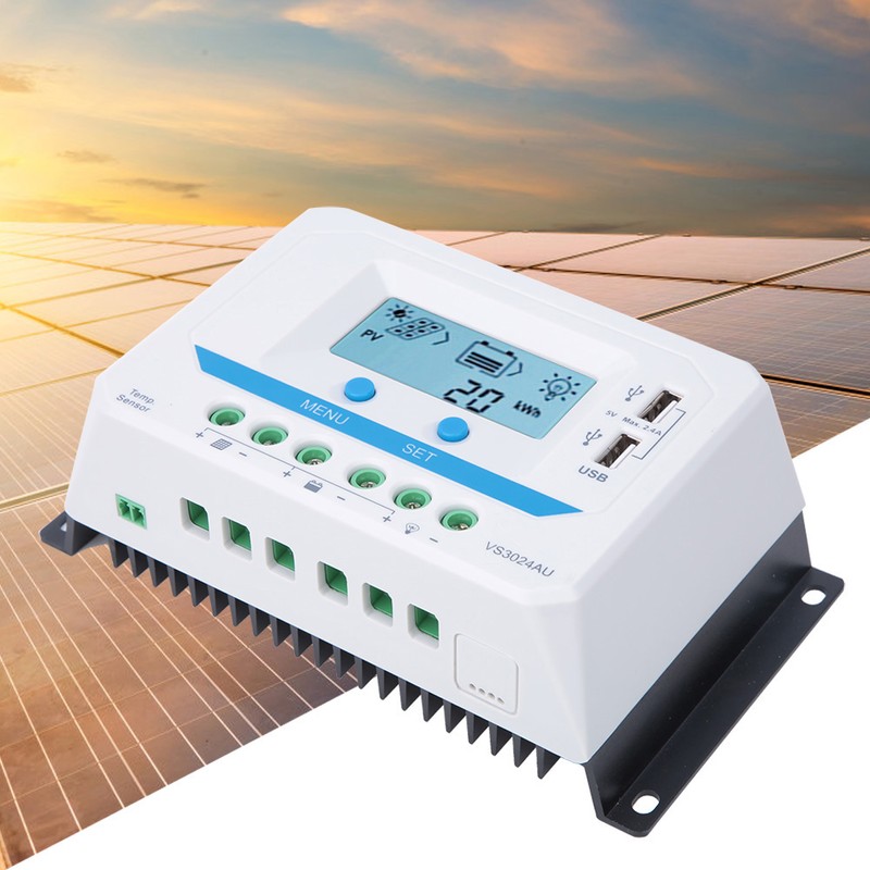 10A/20A/30A Solar Charge Controller 12V/24V Auto PWM Regulator LCD Display