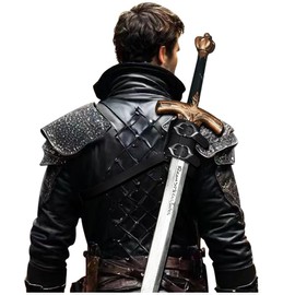 keland LARP Sword Holder Back Leather Adjustable Sword Sheath Sword Holder Shoulder (X-Black)