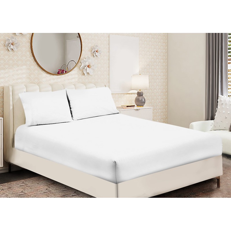 Sapphire Collection Luxury Percale Non Iron White Fitted Sheet Size