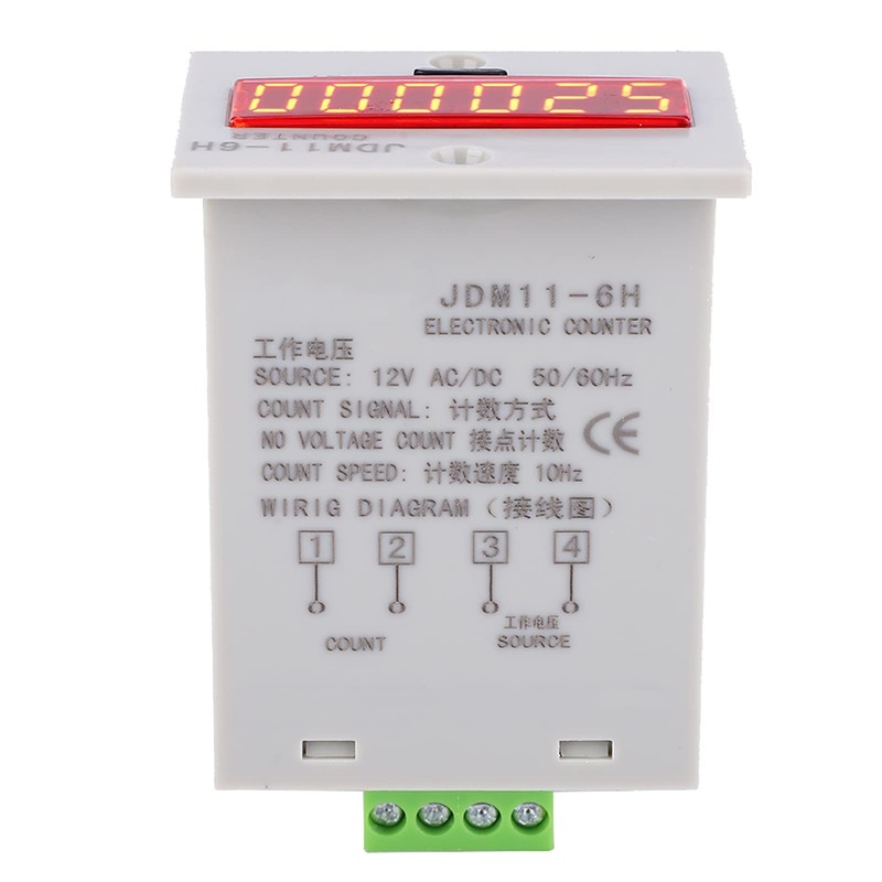 6-Digit Electronic Counter 0-999999 No Voltage Meter LED Digital Display