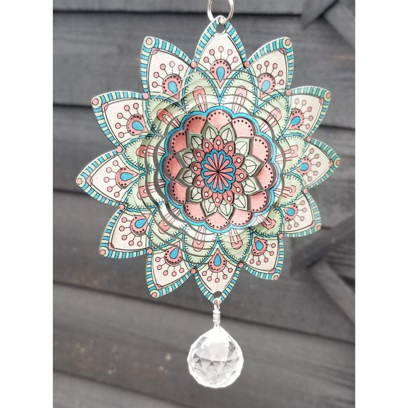 Stainless Steel Colour Garden Wind Spinner - Small Baby Pink
