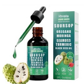 Pure Soursop 10-in-1 Liquid Drops Extract - Nori, Moringa, Black Seed Oil, Turmeric, Oregano Liquid Drops - Dietary Supplement, Health, Fitness, Natural Health Blend:_1pc