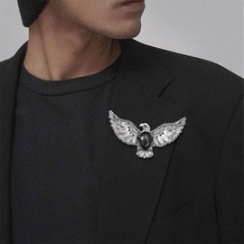 KristLand Animal Brooch Eagle, Hawk with Crystal Stone for Men, Women Corsage Pin, Party, Birthday Jewelry