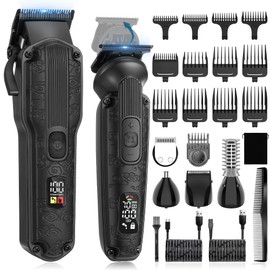 Scttomon Professional Hair Clipper for Men Hair Cutting Kit Men's Beard Trimmer Hair Trimmer Shaver Cordless Barber Clippers and Trimmers Set Black