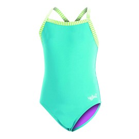 Dolfin Uglies Girls' One Piece Swimsuit - Criss-Cross Straps (Turquoise, 16)
