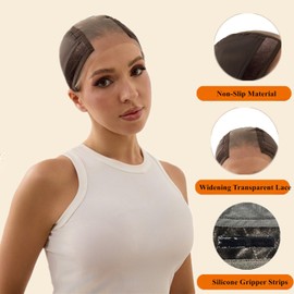 Xiushumyi Lace Wig Cap for Women,Non-Slip Grip Cap Make Your Wigs Glue Free,Wig Caps with Built-in Adjustable Velvet Band for Keeping Wigs in Place(Brown,S)