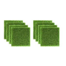 8 Packs Fake Grass for Crafts Artificial Garden Grass for Dollhouse 6 X 6 Inches Miniature Ornament Garden Dollhouse DIY Grass