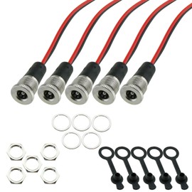 Heyous 5PCS 5.5x2.1mm 10A DC-099 Power Jack Cord Socket Threaded Female Mount Connector Adapter Barrel Jack Panel Adapter Connector with Waterproof Cover Cap