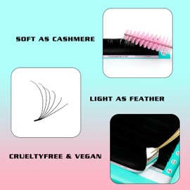 VAVALASH Cashmere Easy Fan Lashes 0.03 0.05 0.07 C/CC/D/DD Volume Lash Extensions 8MM-20MM Matte Black Self Fanning Eyelash Extensiones, Professional Supplies for Lash Artists (DD-0.03,15mm)