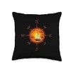 Sailing Compass And Sailboat Sunset Throw Pillow