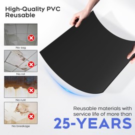 IMXPW Smooth Drop Ceiling Tiles 2ft x 4ft - Waterproof, Fire-Rated, Easy Drop-in Installation - Premium PVC to Prevent Breakage - Ceiling Tiles 24" x 48", 10-Pack Cover 80 Sq. Ft, Black