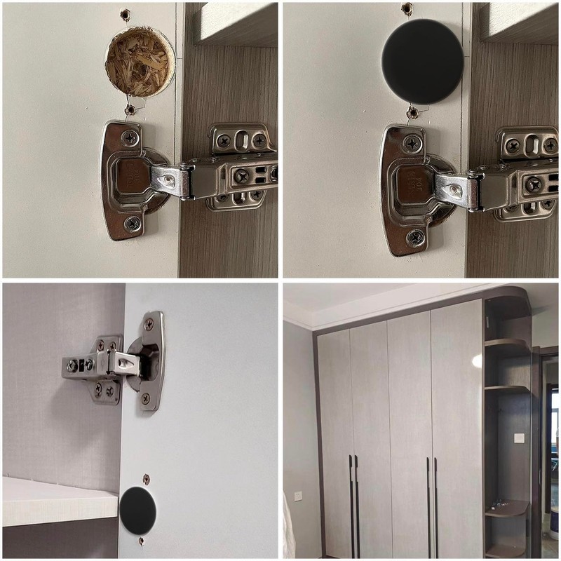 ITROLLE 20PCS 35mm Black Hinge Hole Cover Hinge Cover Cap