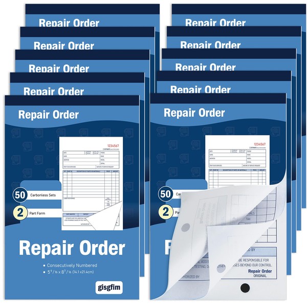 gisgfim 10 Pad Repair Order Book 2 Part Carbonless Receipt