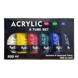 Hyatt's Acrylic Paint Set of 6 Colors, 200ml Tubes | Quick Drying and Non Toxic Paint | Artist Grade Acrylic Paint Sets for Adults and Kids I Craft Paint Kit