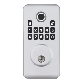 Pioneering Easy-Grip Design Biometric Deadbolt Smart Locks Auto-Locking One-Time Code Anti-Peekin Feature Convenient LockType: Panel Type, Color: Silver Color