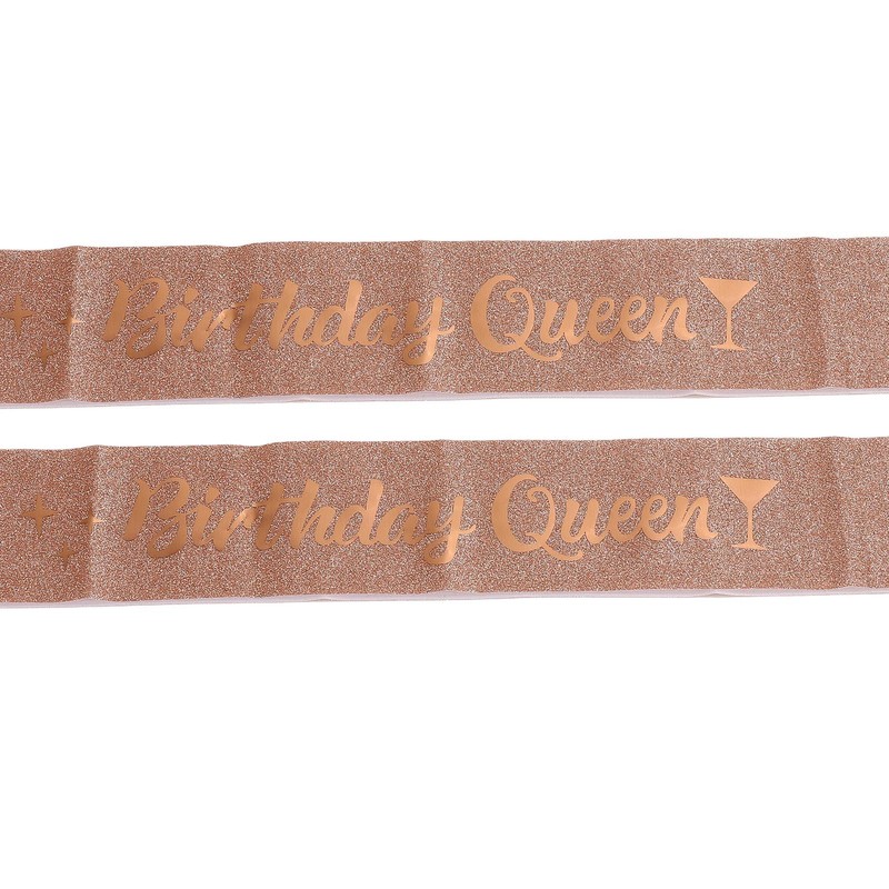 2 Sets Bridal Sash Rhinestone Tiara Kit Shiny Rose Gold
