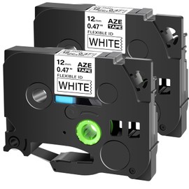 2pack Compatible for Brother TZe-FX231 Black on White Flexible ID Tape for Wire Cable 0.47" x 26.2ft for PT-1000 1005 1010 3600 9600 D210 D400 D450VP D600VP H101C H105 H110 H300 P750W Label Maker