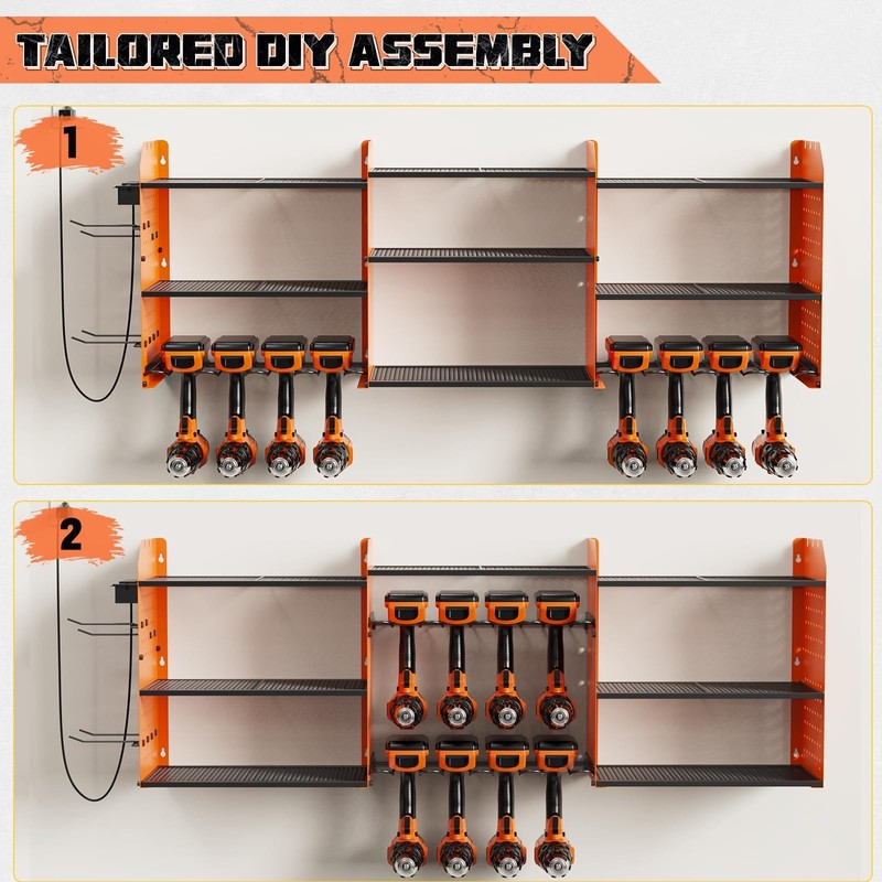 Xankzi Power Tool Organizer with Charging Station Wall Mount, 3