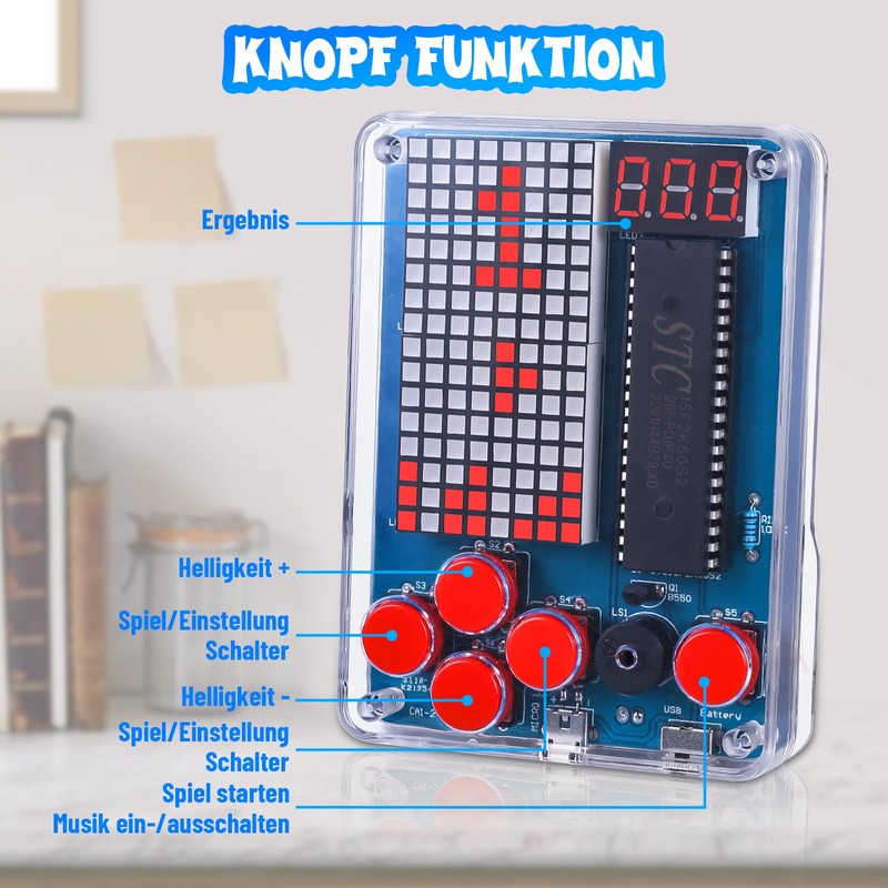 Pemenol DIY Soldering Electronic Building Kit Game Console with Four