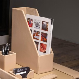 Dacasso White Latte Bonded Leather Magazine Rack