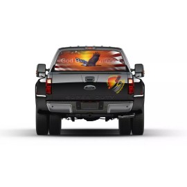 AMERICAN FLAG EAGLE Rear Window Perforated  Graphic Decal Truck Patriotic