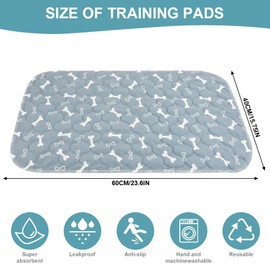 Aomig 2 Pack Reusable Dog Training Pads Washable Puppy Pee Pads, Waterproof & Non-Slip Pack Whelping Pad, Absorbent Pet Mat Pee Pads for Dogs for Playpen Crate Housebreak Home Car Travel(Gray Bones)