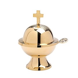 NKlaus Ship with Cross Spoon Storage Incense Barrel Brass Gold Decoration 7560
