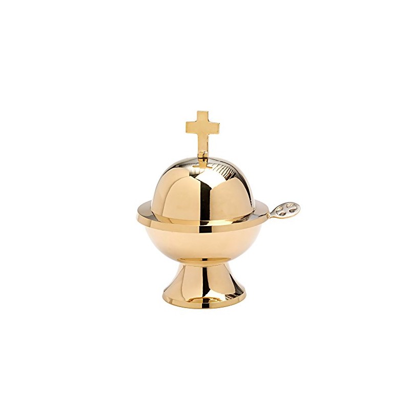 NKlaus Ship with Cross Spoon Storage Incense Barrel Brass Gold