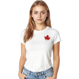 Canada Day Womens T-Shirt - Custom Handmade Maple Leaf Tshirt for Women - Minimalist Tee for Women L1 (XXL, White)