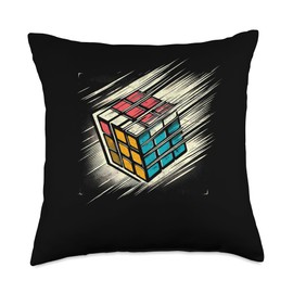 The Melting Cube - Competitive Speed Cubing Merch Vintage Puzzle Cube Geometric Speedcuber 80's Boys Cool Math Throw Pillow, 18x18, Multicolor