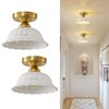 Vintage Ceramic Semi Flush Mount Ceiling Light - 2 Pack,