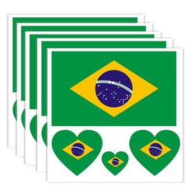 20 PCS Brazil Flag Temporary Tattoo,Brazilian Banner Rectangle Heart Tattoos Decoration Decal, Waterproof Sticker for Party Parade Sport Carnival Classroom