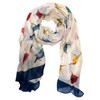 Peach Couture Cute Vintage Lightweight Graphic Finch Bird Print Scarf