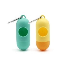 2 Pack Dog Poop Bag Holder with 2 Rolls of Blue Leak-Proof Dog Waste Bags Poop Bag Dispenser with Leash Clip Key Ring (Random Color, 2 Holder 30 Bags)