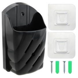 E-outstanding Black TV and Air Conditioning Remote Control Bracket Wall Mounted Organizer Rectangular Bedside Cabinet Placement Shelf Non-Punching Backing Screw Universal Wall Mounted Base