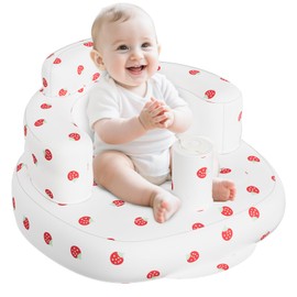 Momsnug Blow Up Seat for Baby, Inflatable Baby Chair 3 Months & Up, Chair for Babies Sitting Up with Built in Pump (Strawberries)