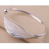 Bracelet Sterling Silver 925 Leaf Design Adjustable Bangle Bracelet