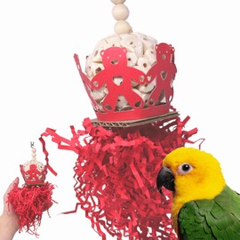 Sola Teddy Natural Foraging Chew Shred Foot Talon Bird Toys (Red)