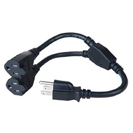 Link Depot US 3 Prong 1 Male to 2 Female Power Cord Splitter