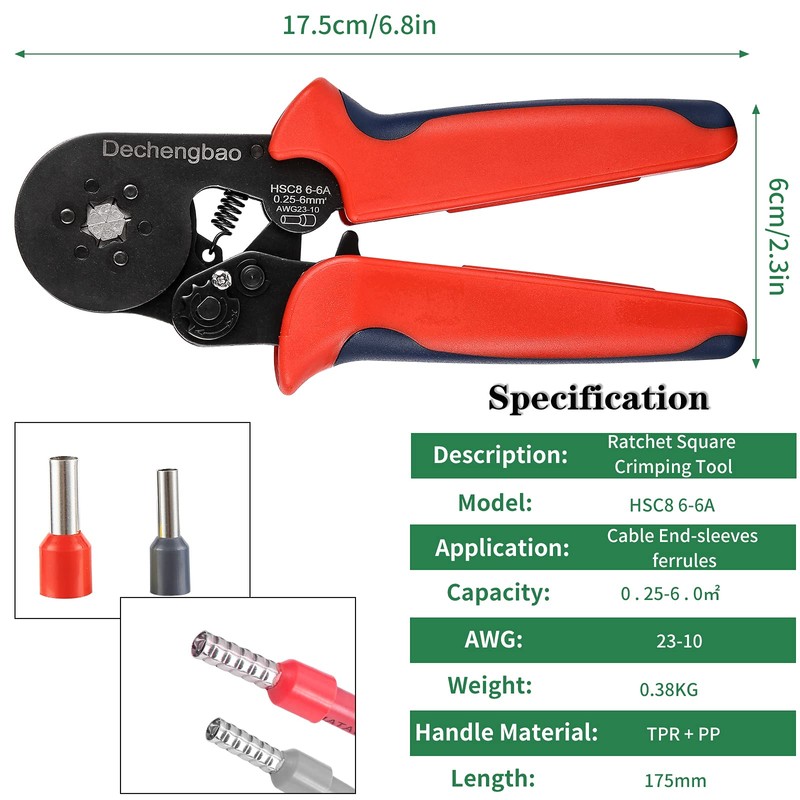 Hexagonal Crimping Pliers Set, Ferrule Crimping Tool Set with 1200