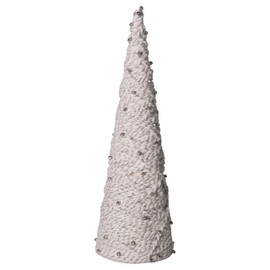 Creative Co-Op 18" Metallic Yarn Cone Silver Jingle Bells Tree, White