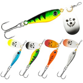 Bombrooster Fish Shape Spinner Baits with Treble Hooks, Wide Blades