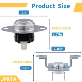 6931EL3003D Dryer Thermal Fuse Thermostat 6323EL2001B Thermistor 6931EL3001E High Limit Thermostat Replacement Part Compatible with LG Dryer - Repalces AP4440975 6931EL3003E AH3530485 1268366