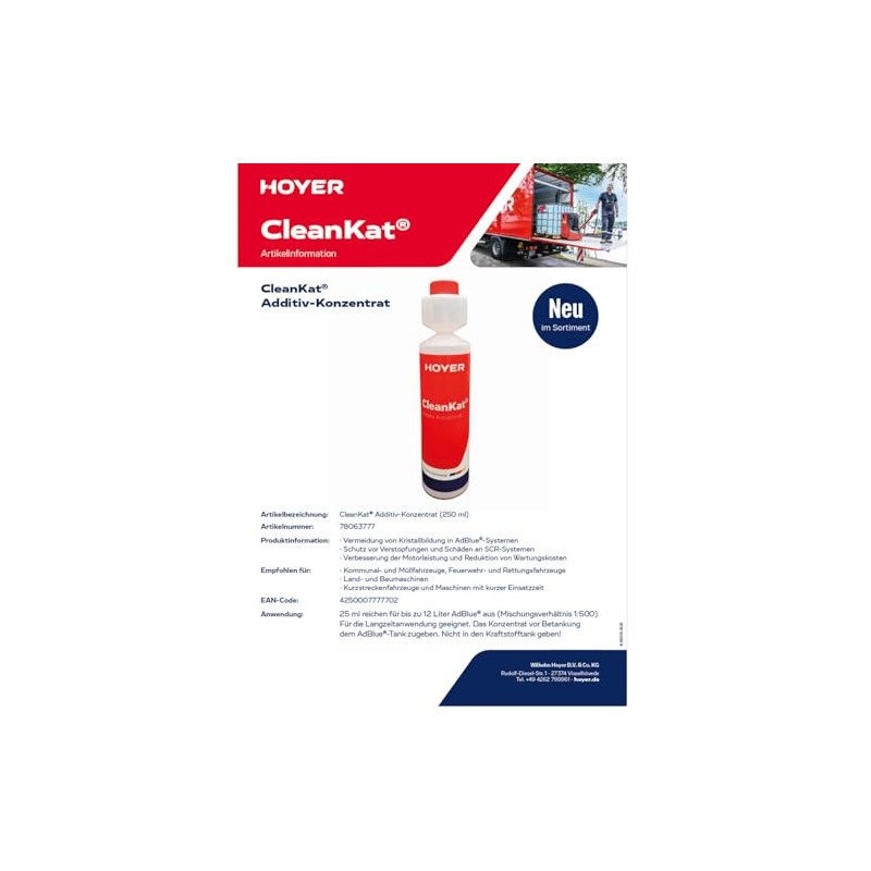 hoyer CleanKat® AdBlue® SCR AntiCrystal Additive 250 ml